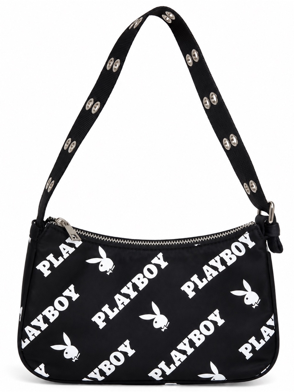 Playboy Y2K Bunny Logo Black Shoulder Bag Grommet Strap Mini Purse